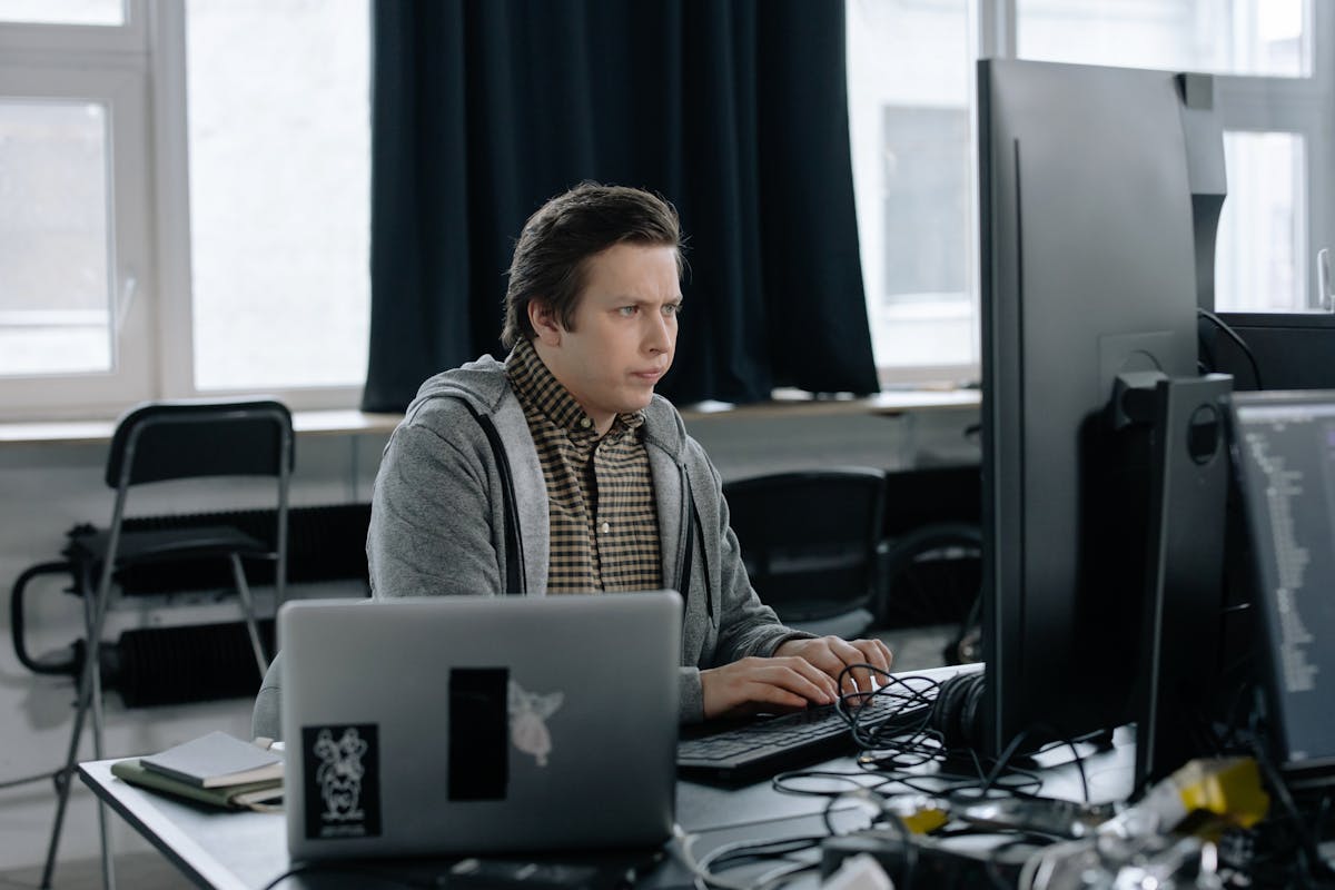 Professional programming team at work